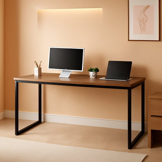 Black Frame Office Desk With Easy Assembly And Sturdy Build-0