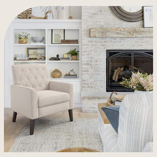 Upholstered Linen Accent Arm Chairs Set-0