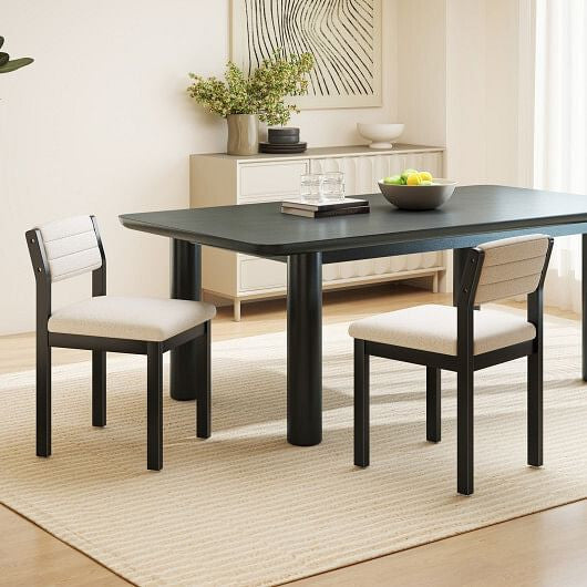 Set of 2 Dining Chairs Sherpa Upholstered Armless Chair with Wood Frame-White-0