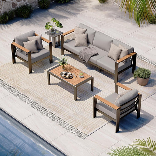 Aluminum Patio Furniture Set with Thick Cushions-0