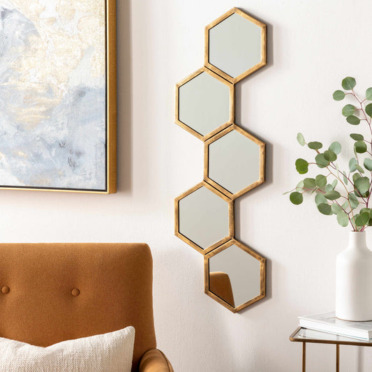 Gitagum Rustic Gold Honeycomb Mirror-0